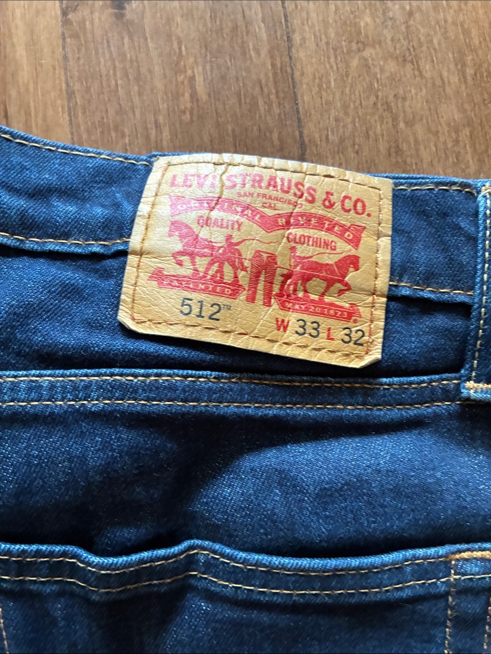 Levi's Dark Blue Denim Jeans with Tan Leather Patch